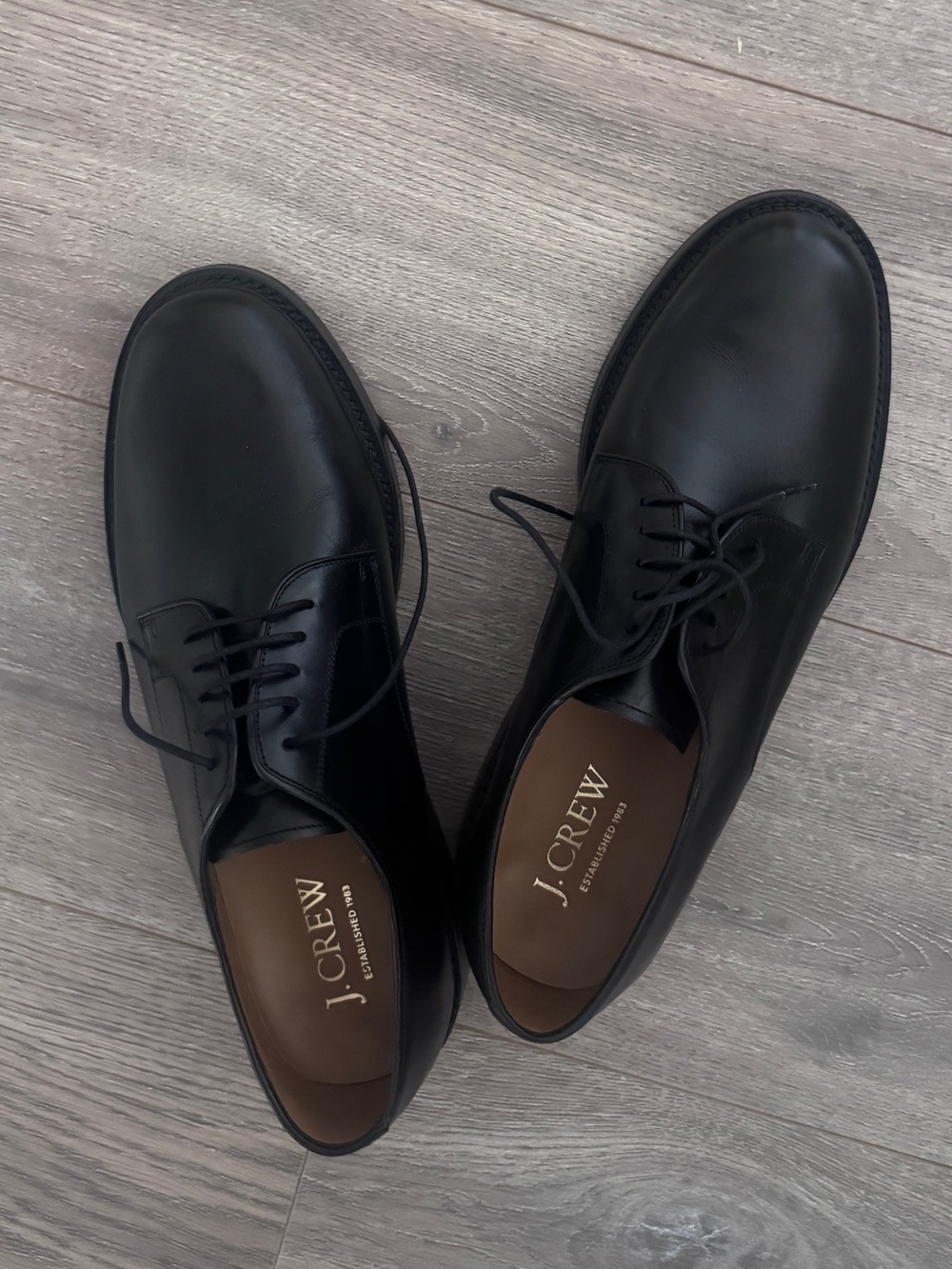J. Crew Black Leather Ludlow Derby Shoes